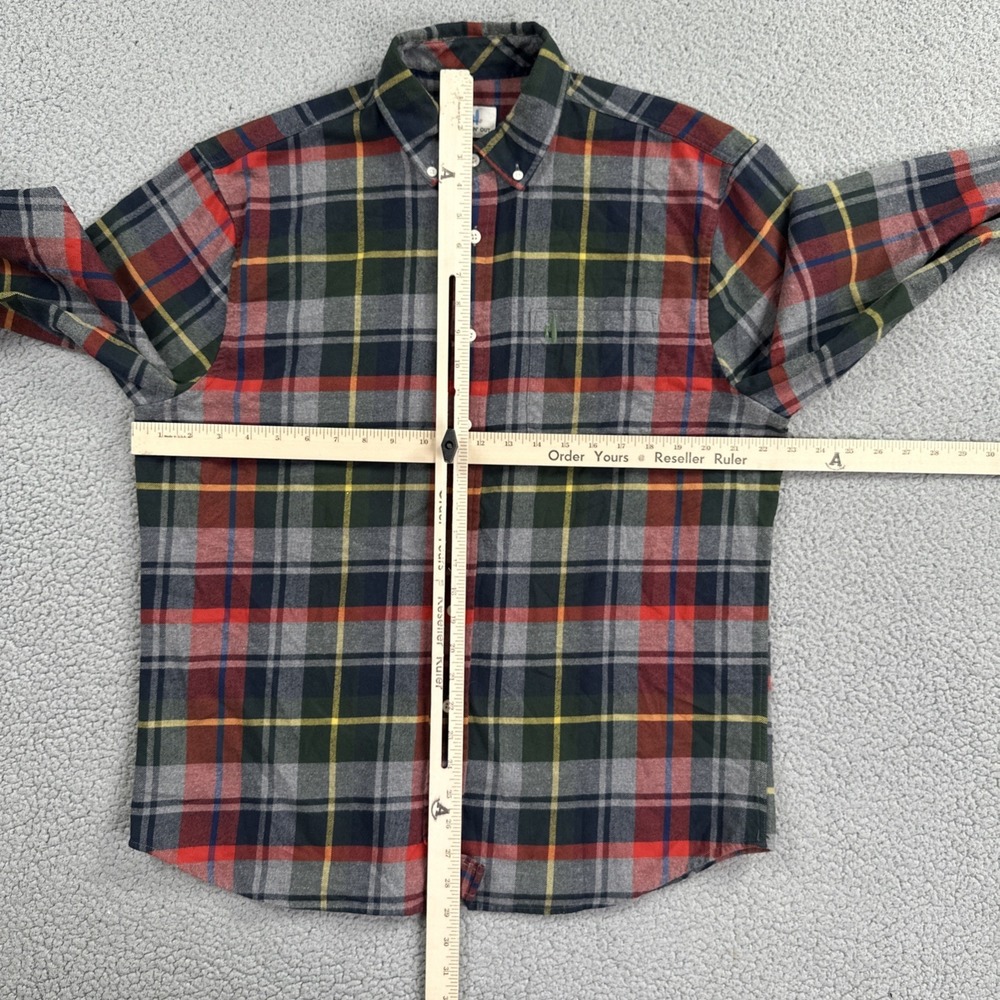 Johnnie-O Hangin Out Flannel Shirt Men Large Multicolor Tartan Plaid Embroidered - Picture 5 of 16
